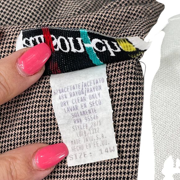 VTG 80s Tan Black Maxi Dress XL Embroidered Vest Cottage Boho Prairie Gingham - Picture 10 of 11